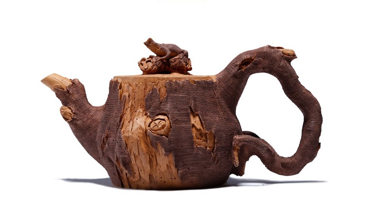 仿木外皮紫砂壺，創(chuàng